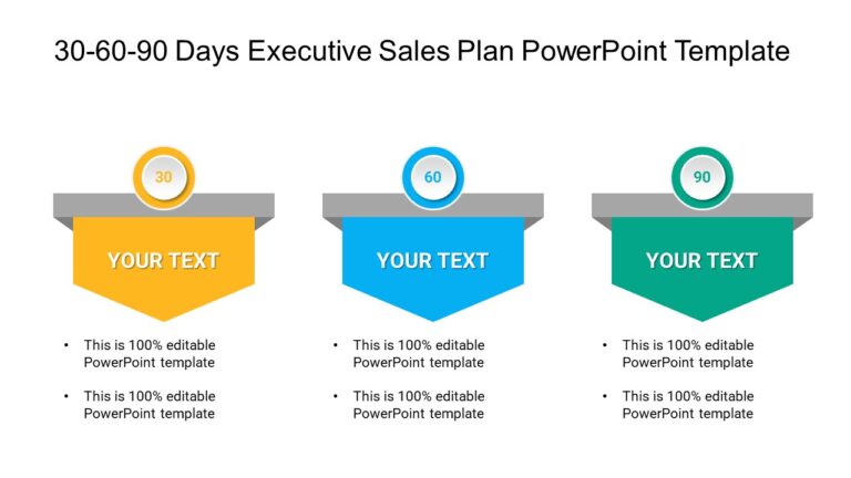 30 60 90 Days Executive Sales Plan PowerPoint Template : 100% Editable PPTx