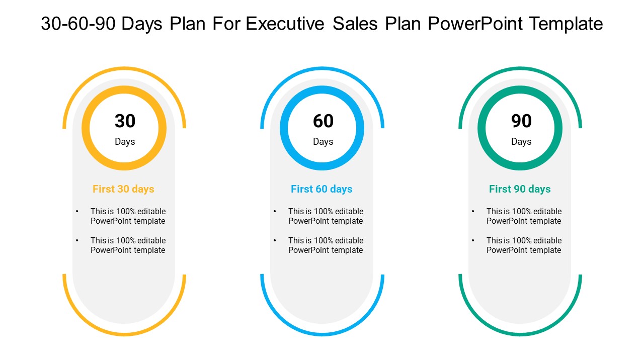 30 60 90 Days Plan For Executive Sales Plan PowerPoint Template