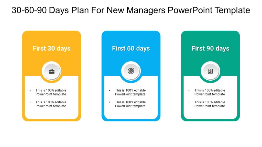 30 60 90 Days Plan For New CFO PowerPoint Template : 100% Editable PPTx