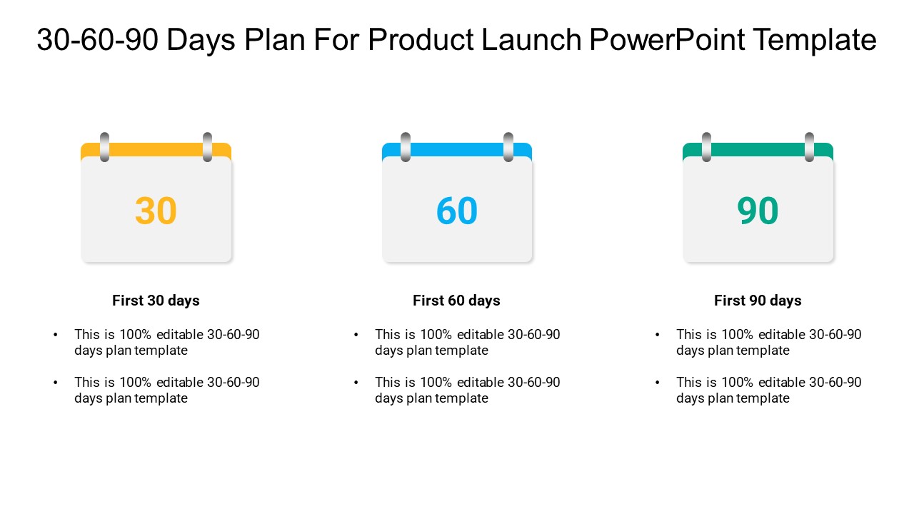 30 60 90 Days Plan For Product Launch PowerPoint Template