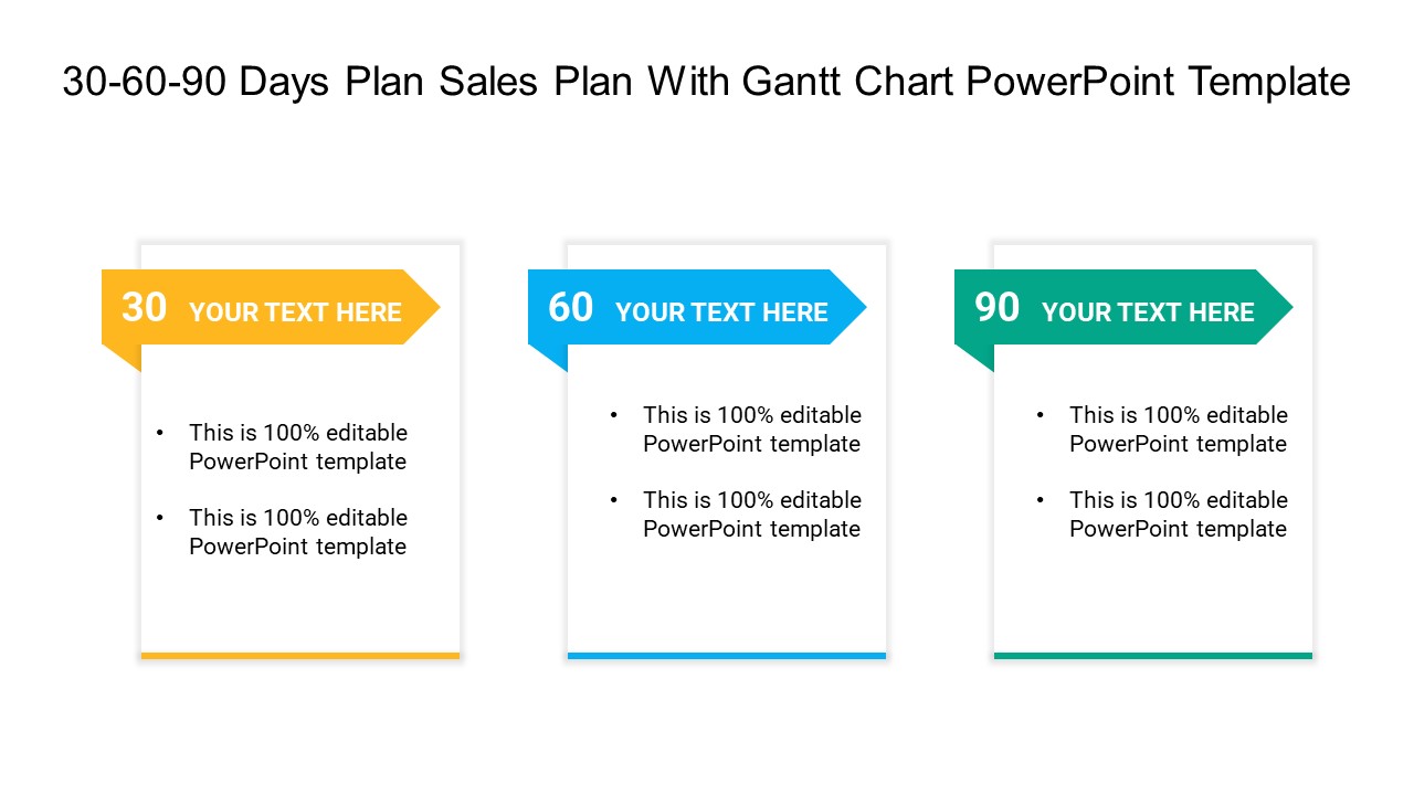 30 60 90 Days Plan Sales Plan With Gantt Chart PowerPoint Template