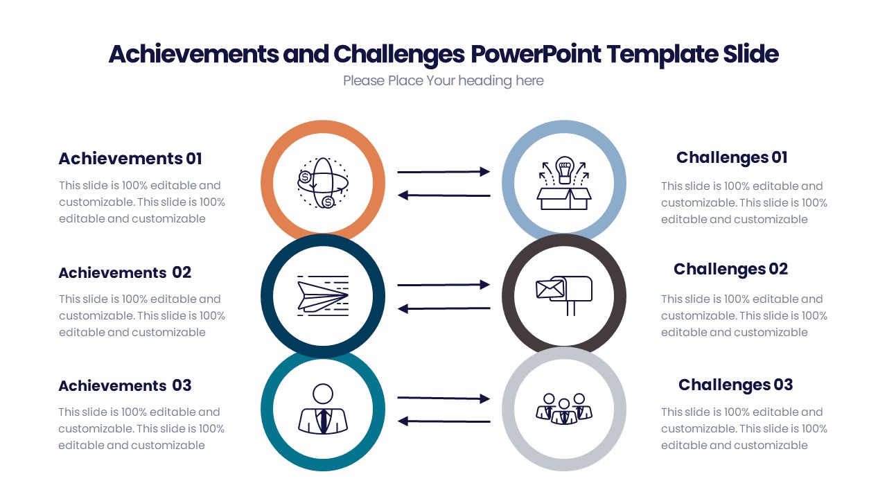 Achievements and Challenges PowerPoint Template Slide