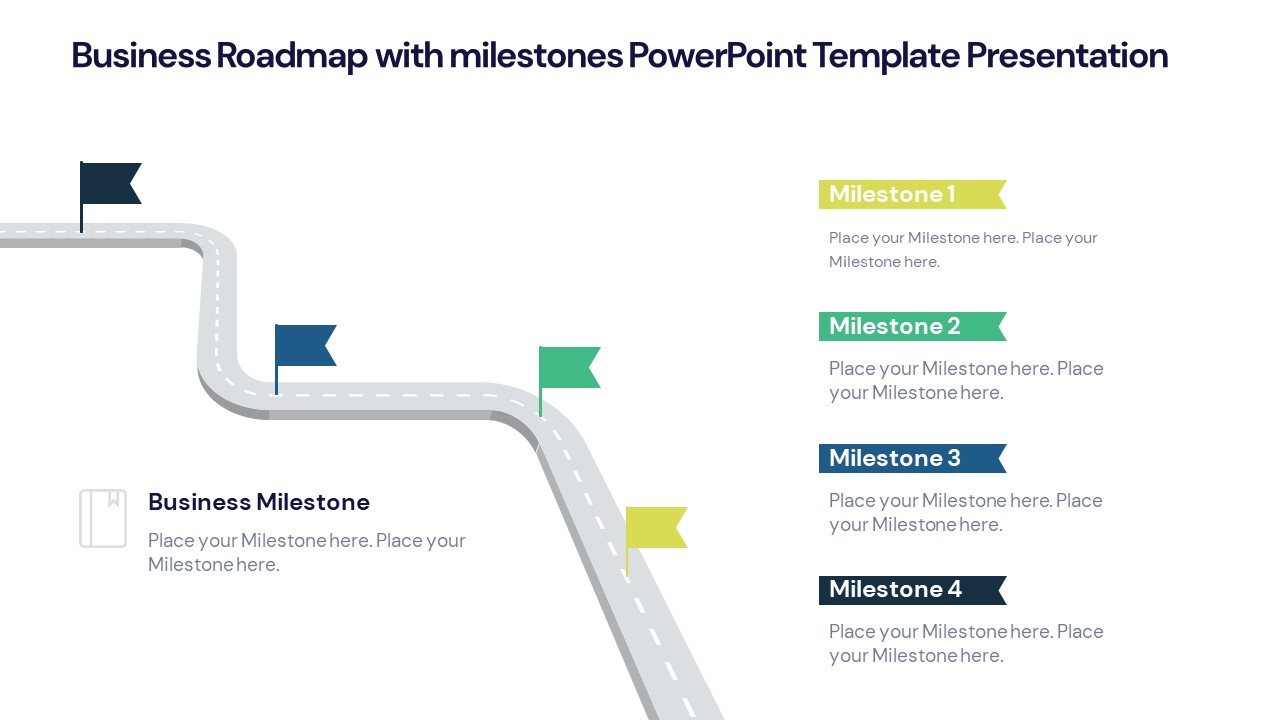 Business Roadmap with milestones Powerpoint Template Presentation