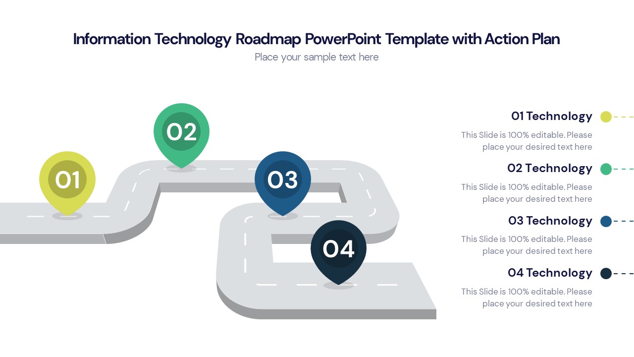 Information Technology Roadmap PowerPoint Template with Action Plan