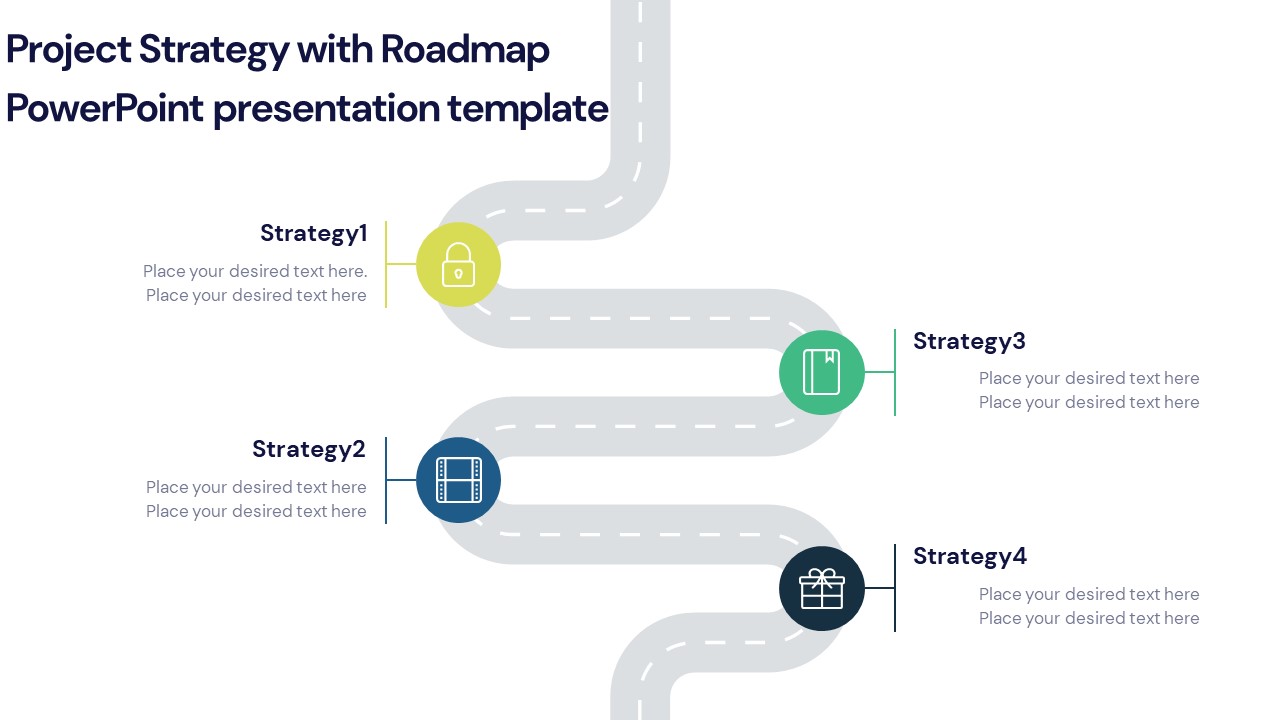 Project Strategy with Roadmap PowerPoint presentation template