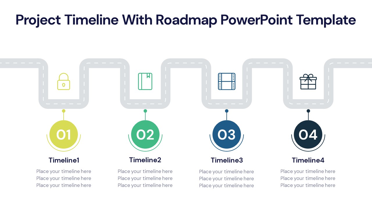 Project Timeline With Roadmap PowerPoint Template