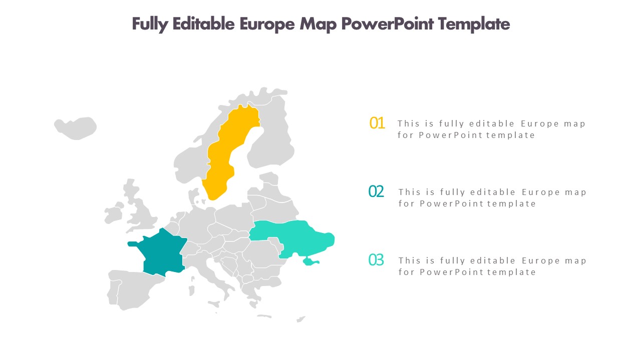 Fully Editable Europe Map PowerPoint Template