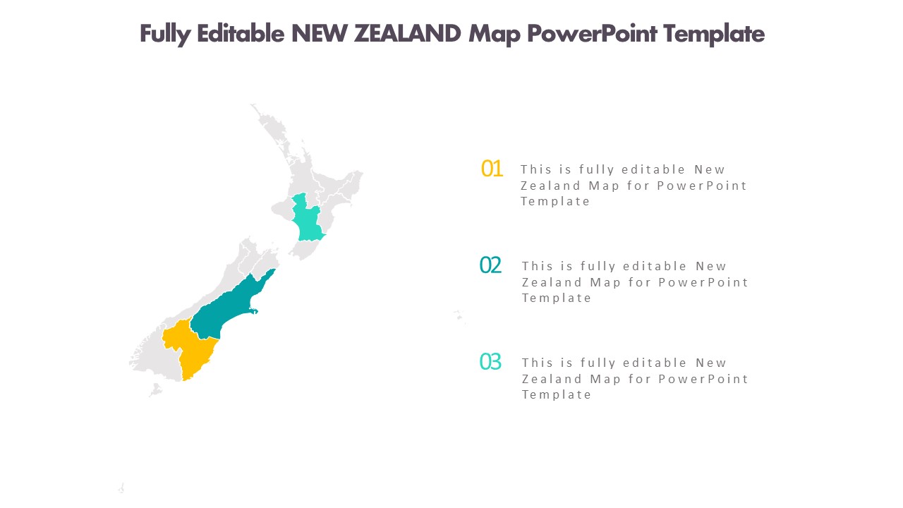 Fully Editable NEW ZEALAND Map PowerPoint Template