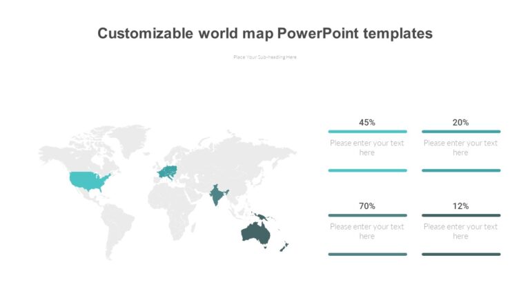 Customizable world map PowerPoint templates : 100% Editable PPTx