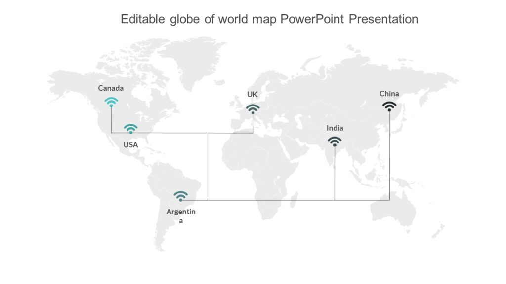 Fully Editable World Map With Countries PowerPoint Template : 100% ...
