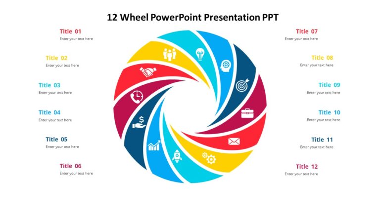 12 Wheel Powerpoint Presentation Ppt 100 Editable Pptx