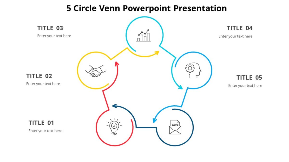 5 Circle Venn Powerpoint Presentation : 100% Editable PPTx
