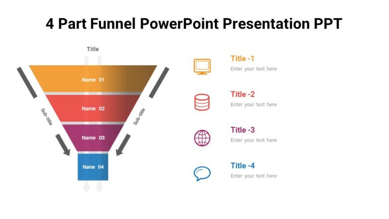 4 Part Funnel PowerPoint Presentation PPT : 100% Editable PPTx