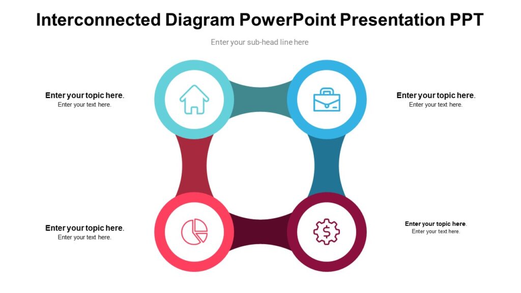 Interplay Between Topics Powerpoint Interconnected Diagram PowerPoint Presentation PPT : 100% Editable PPTx