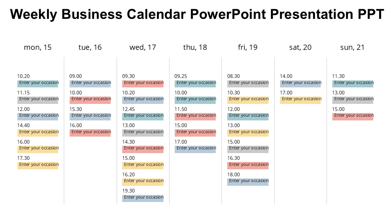 Weekly Business Calendar PowerPoint Presentation PPT - PPTUniverse