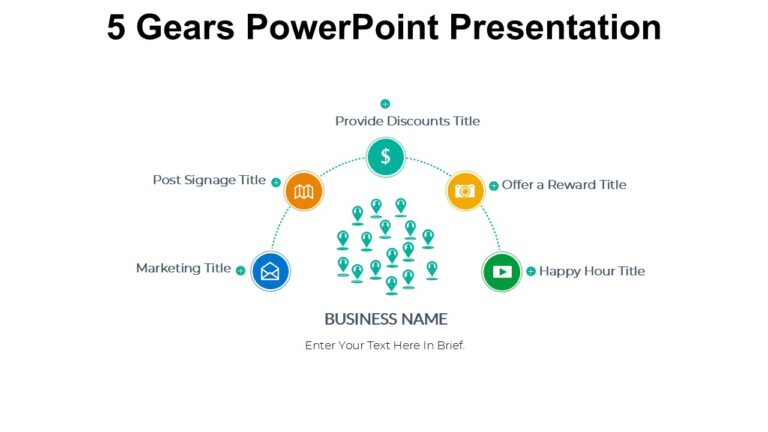 5 Gears PowerPoint Presentation : 100% Editable PPTx