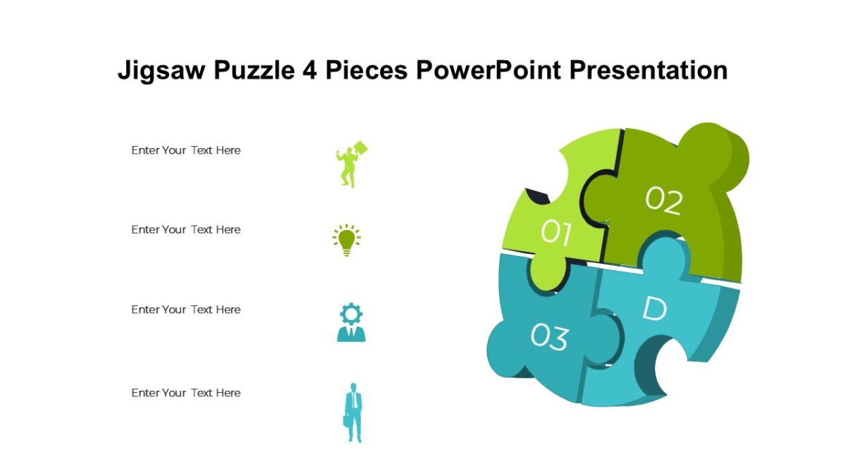 Jigsaw Puzzle 4 Pieces PowerPoint Presentation : 100% Editable PPTx