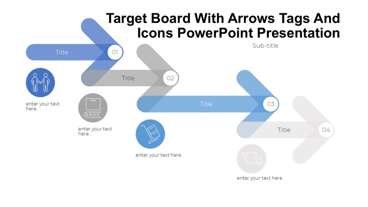 Target Board With Arrows Tags And Icons PowerPoint Presentation : 100% ...