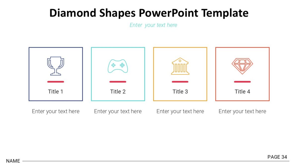 Diamond Shapes PowerPoint Template : 100% Editable PPTx