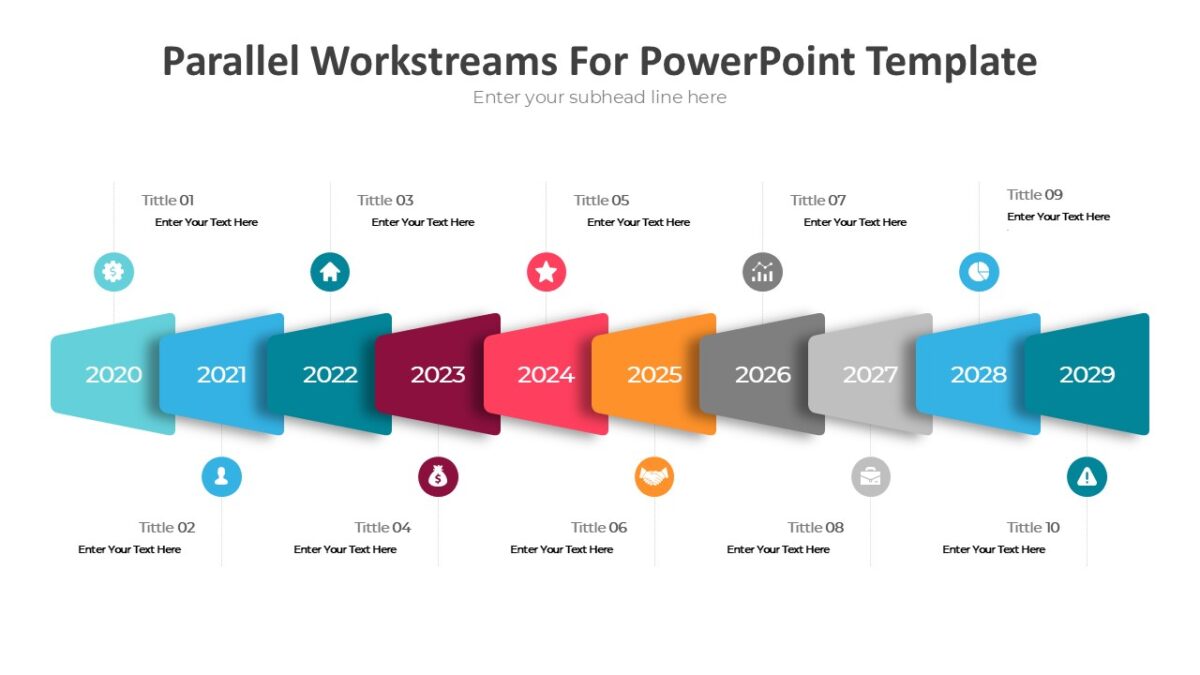 Parallel Workstreams For PowerPoint Template : 100% Editable PPTx