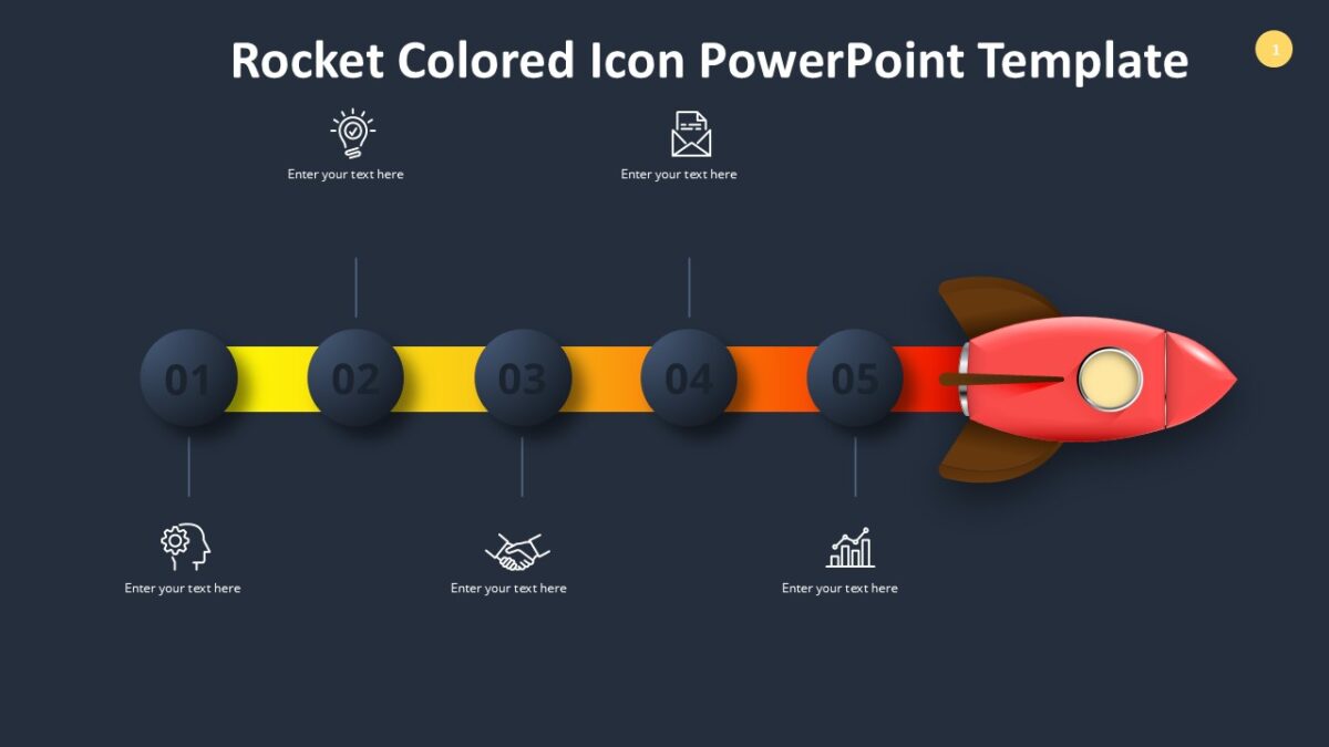 Rocket Colored Icon PowerPoint Template : 100% Editable PPTx