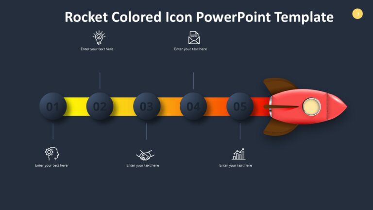 Rocket Colored Icon PowerPoint Template : 100% Editable PPTx