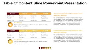 Table Of Content Slide PowerPoint Presentation : 100% Editable PPTx