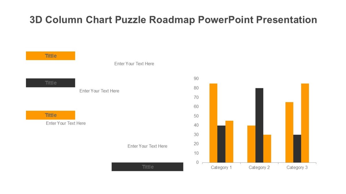 3D Column Chart Puzzle Roadmap PowerPoint Presentation - PPTUniverse