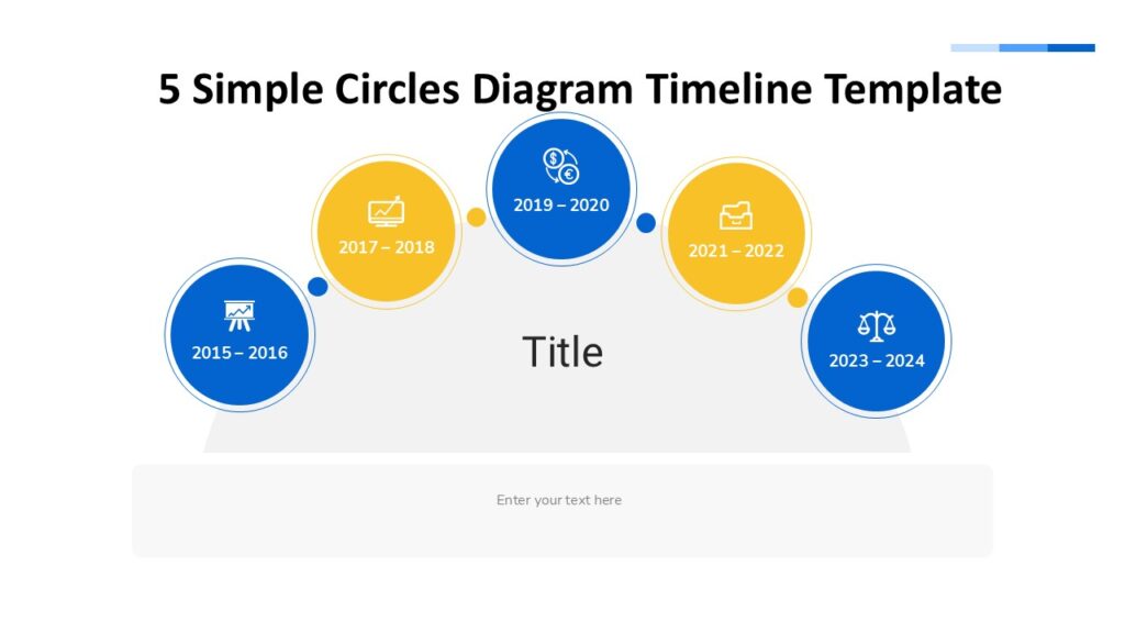 Visual Circular Timeline 5 Simple Circles Diagram Timeline Template : 100% Editable PPTx