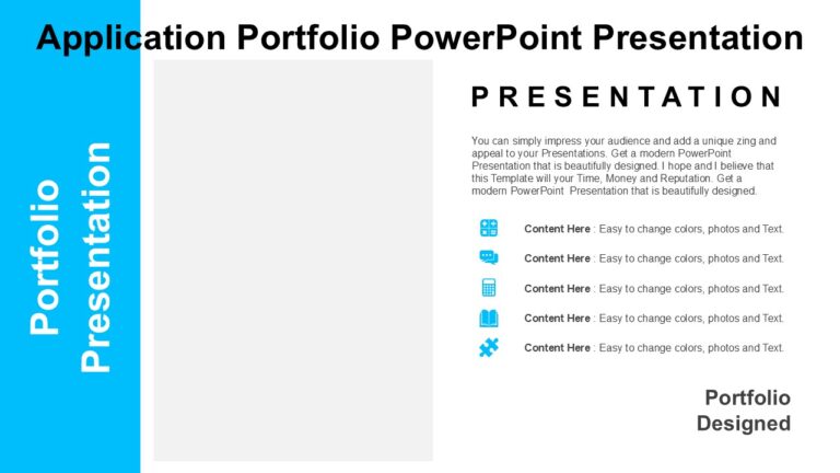 Practicial Application Powerpoint Application Portfolio PowerPoint Presentation : 100% Editable PPTx