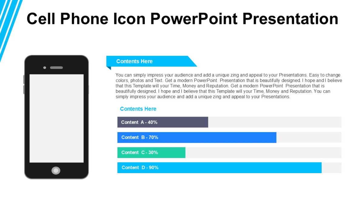 Cell Phone Icon PowerPoint Presentation : 100% Editable PPTx