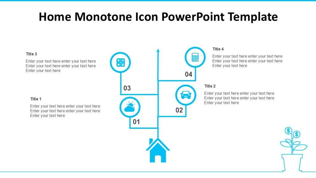 Home Monotone Icon PowerPoint Template : 100% Editable PPTx