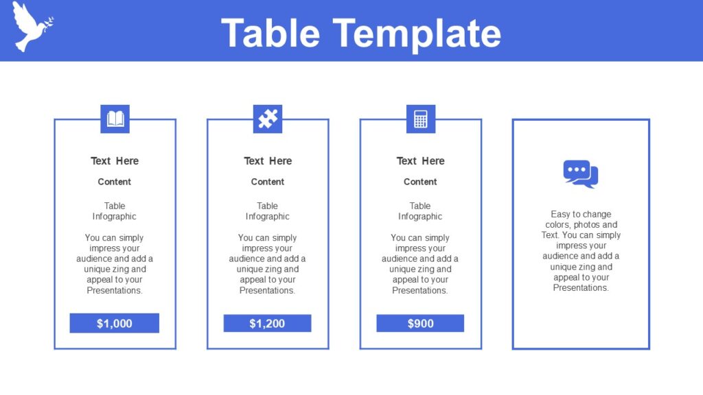 Table Template : 100% Editable PPTx