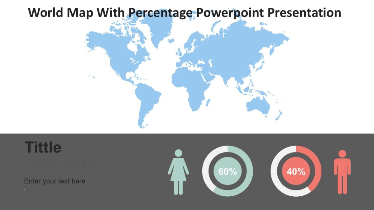 World Map With Percentage Powerpoint Presentation : 100% Editable PPTx