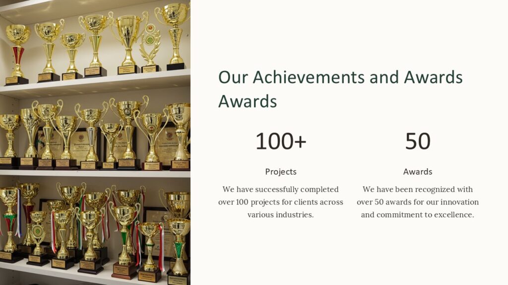 Our Achievements and Awards PowerPoint Presentation : 100% Editable PPTx