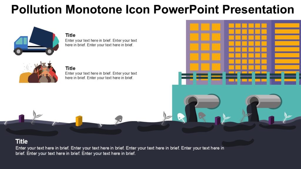 Pollution Monotone Icon PowerPoint Presentation : 100% Editable PPTx
