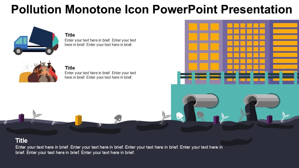 Pollution Monotone Icon PowerPoint Presentation : 100% Editable PPTx