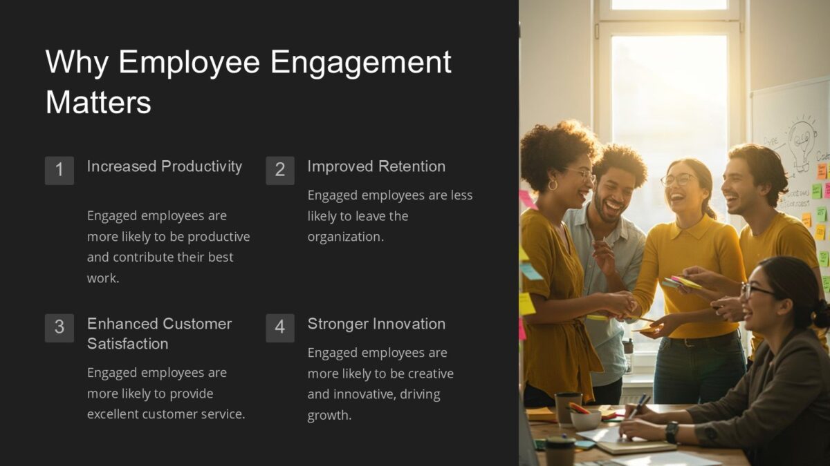 Employee Engagement Driving Productivity and Retention : 100% Editable PPTx