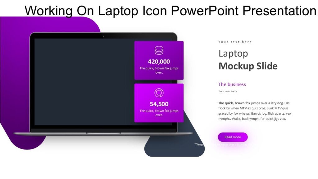 Working On Laptop Icon PowerPoint Presentation : 100% Editable PPTx