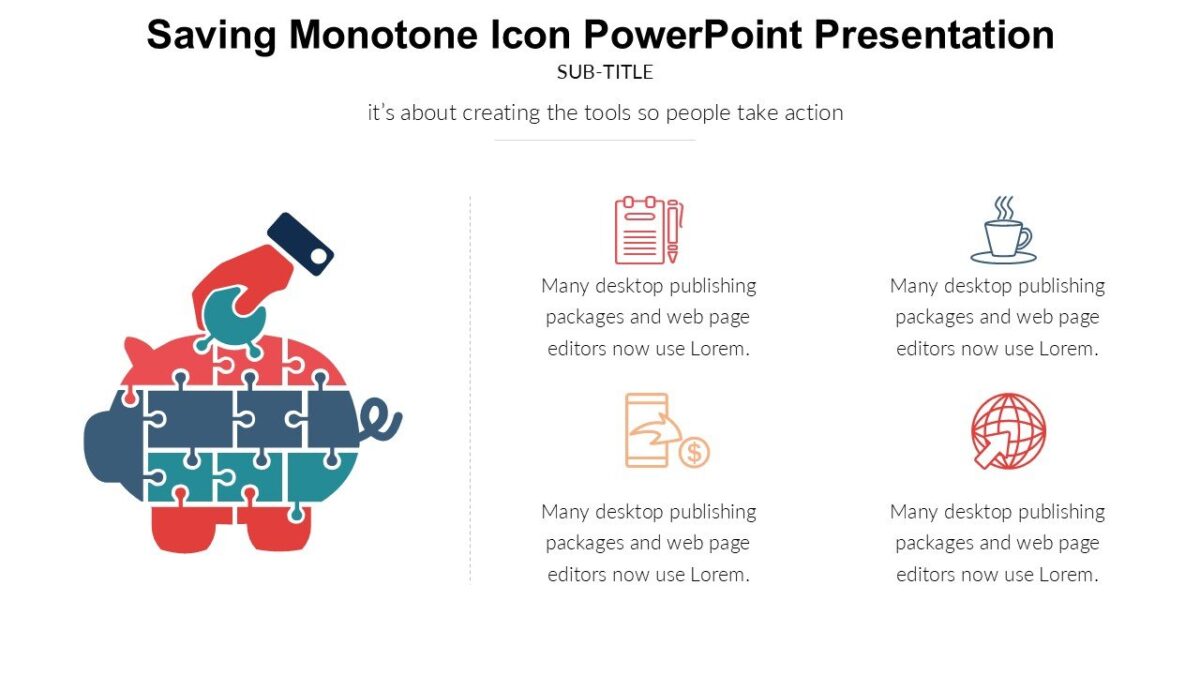Saving Monotone Icon PowerPoint Presentation : 100% Editable PPTx