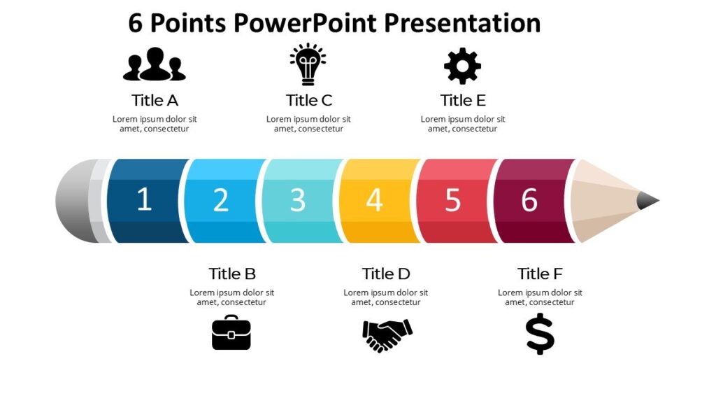 6 Points PowerPoint Presentation : 100% Editable PPTx