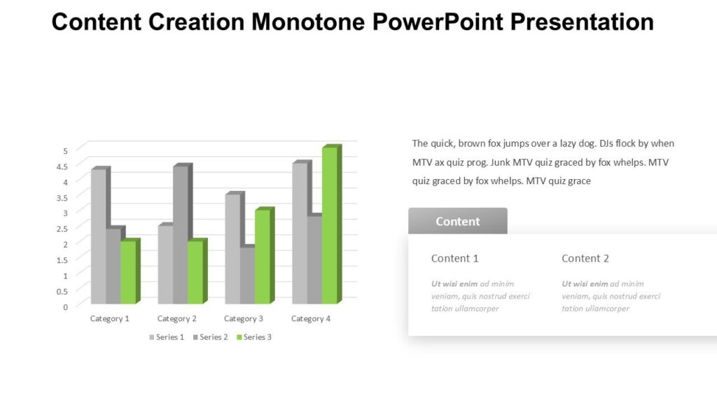 Content Creation Monotone PowerPoint Presentation : 100% Editable PPTx