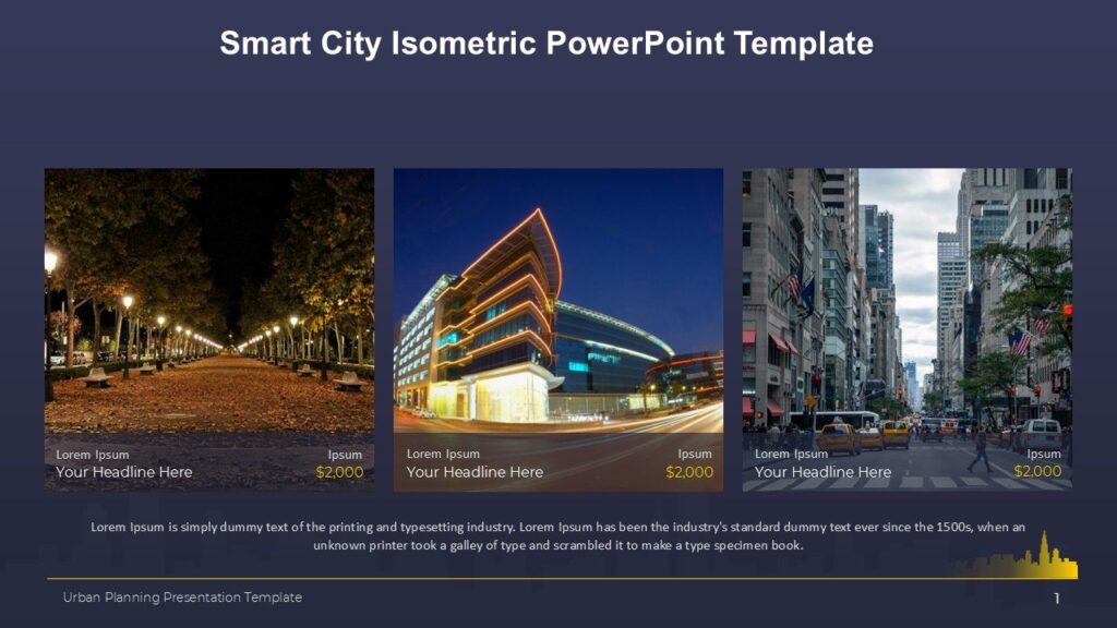 Smart City Isometric PowerPoint Template : 100% Editable PPTx