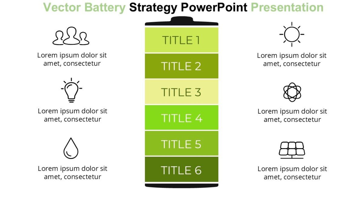 Battery Optimization Powerpoint Vector Battery Strategy PowerPoint Presentation : 100% Editable PPTx