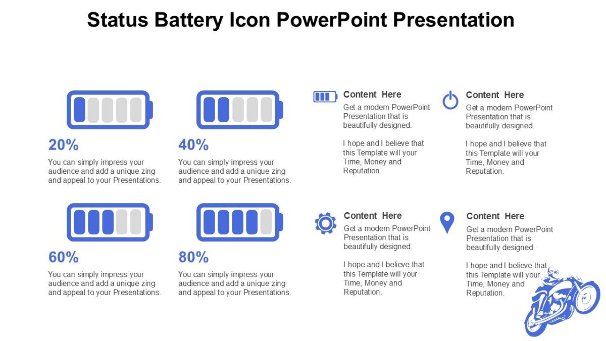 Status Battery Icon PowerPoint Presentation : 100% Editable PPTx