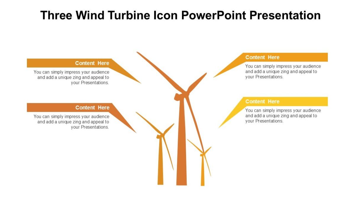 Three Wind Turbine Icon PowerPoint Presentation : 100% Editable PPTx